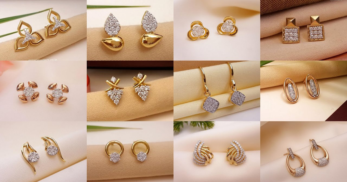 Stud Gold And Diamond Earrings Designs